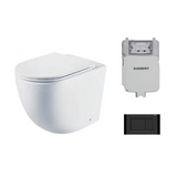Aspire Urban II Wf Inwall Suite Square Tone On Tone Button Cistern Seat & Pan - Matte Black