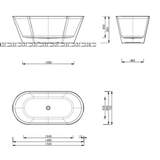 Aspire Urban III 1500mm Acrylic Freestanding Bath No Overflow - White 1500 X 750 X 560mm