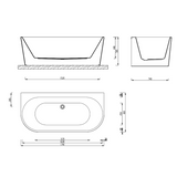 Aspire Urban III 1700mm Acrylic Back To Wall Freestanding Bath No Overflow - White 1700 X 800 X 580mm