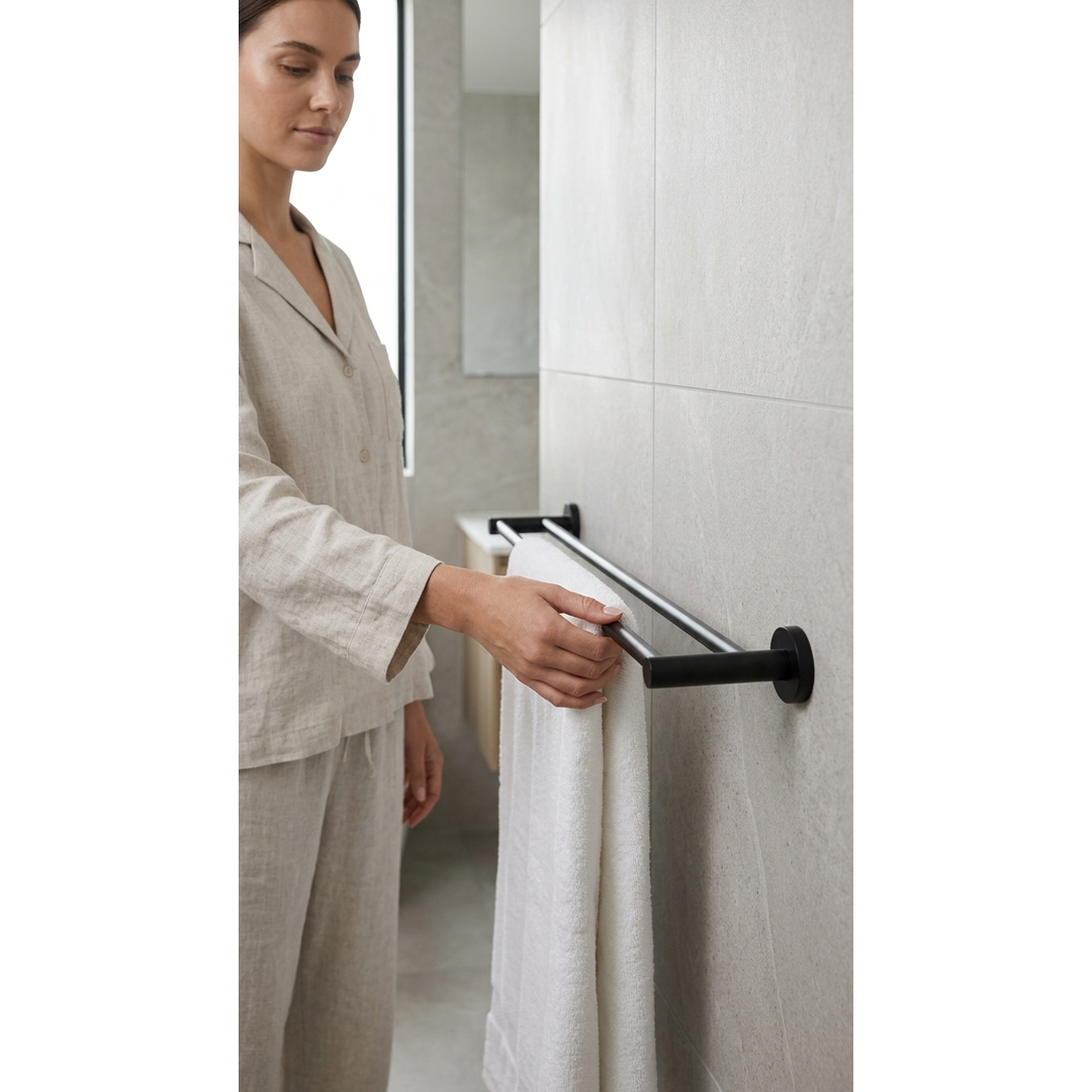 Aspire Within 750Mm Double Towel Rail - Matte Black