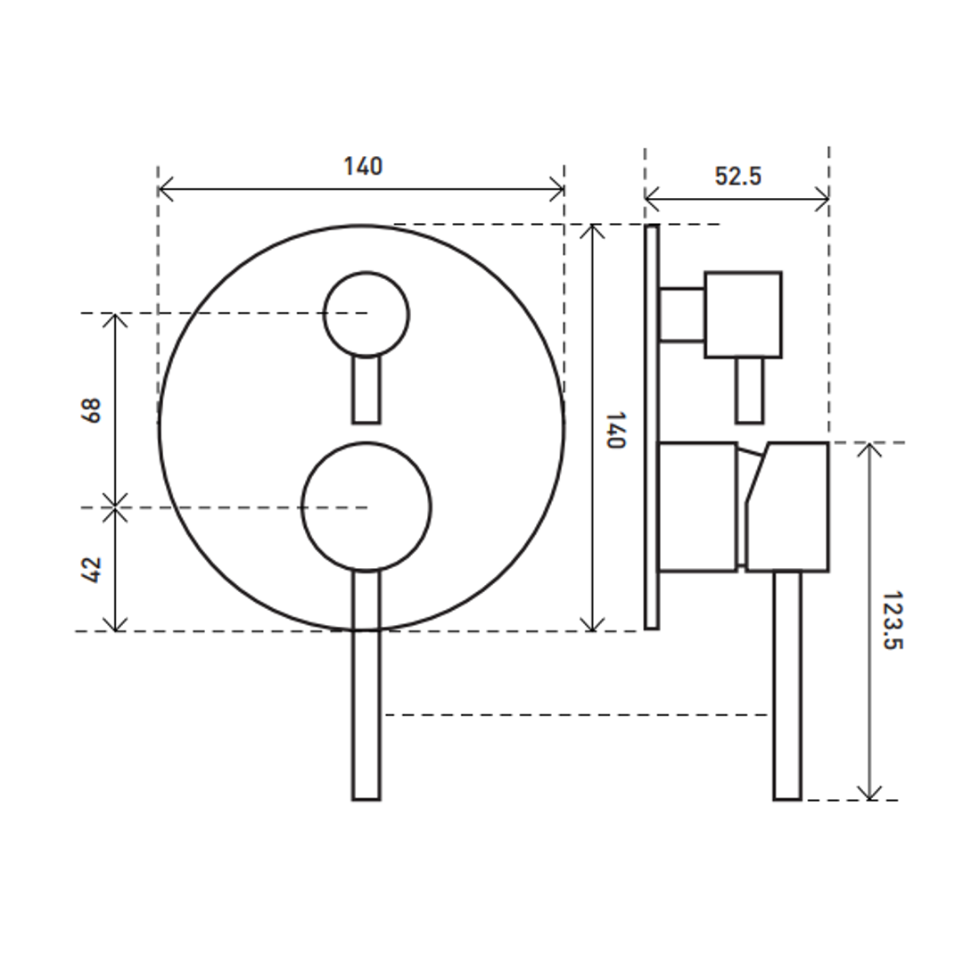 Aspire Within Pin Lever Shower-Divertor Mixer - Matte Black