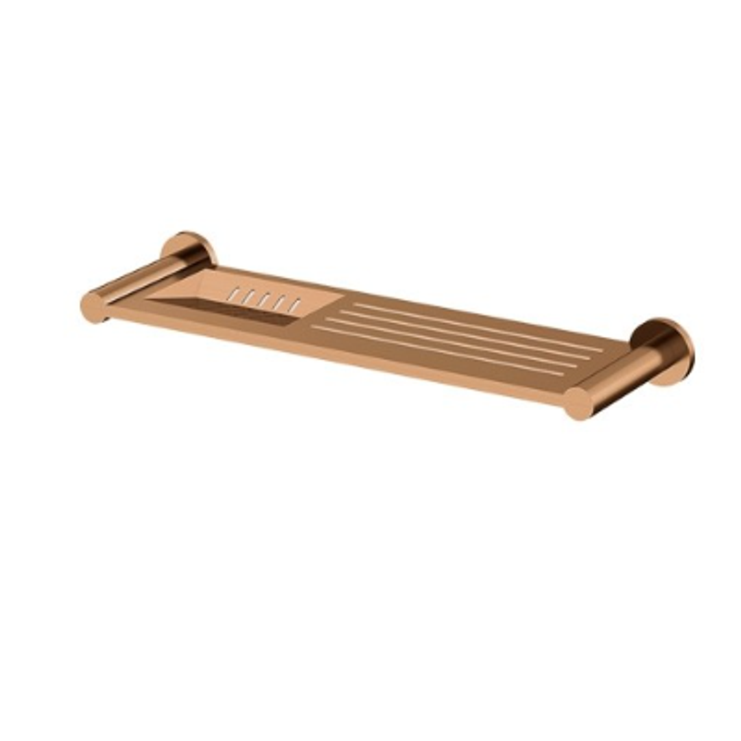 Streamline Axus Stainless Steel  Shelf With Soap Dish 37cm - Brushed Rose Gold PVD