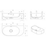 Bella Vista Elysia Right hand Basin 500 X 275 X 150mm - Neige