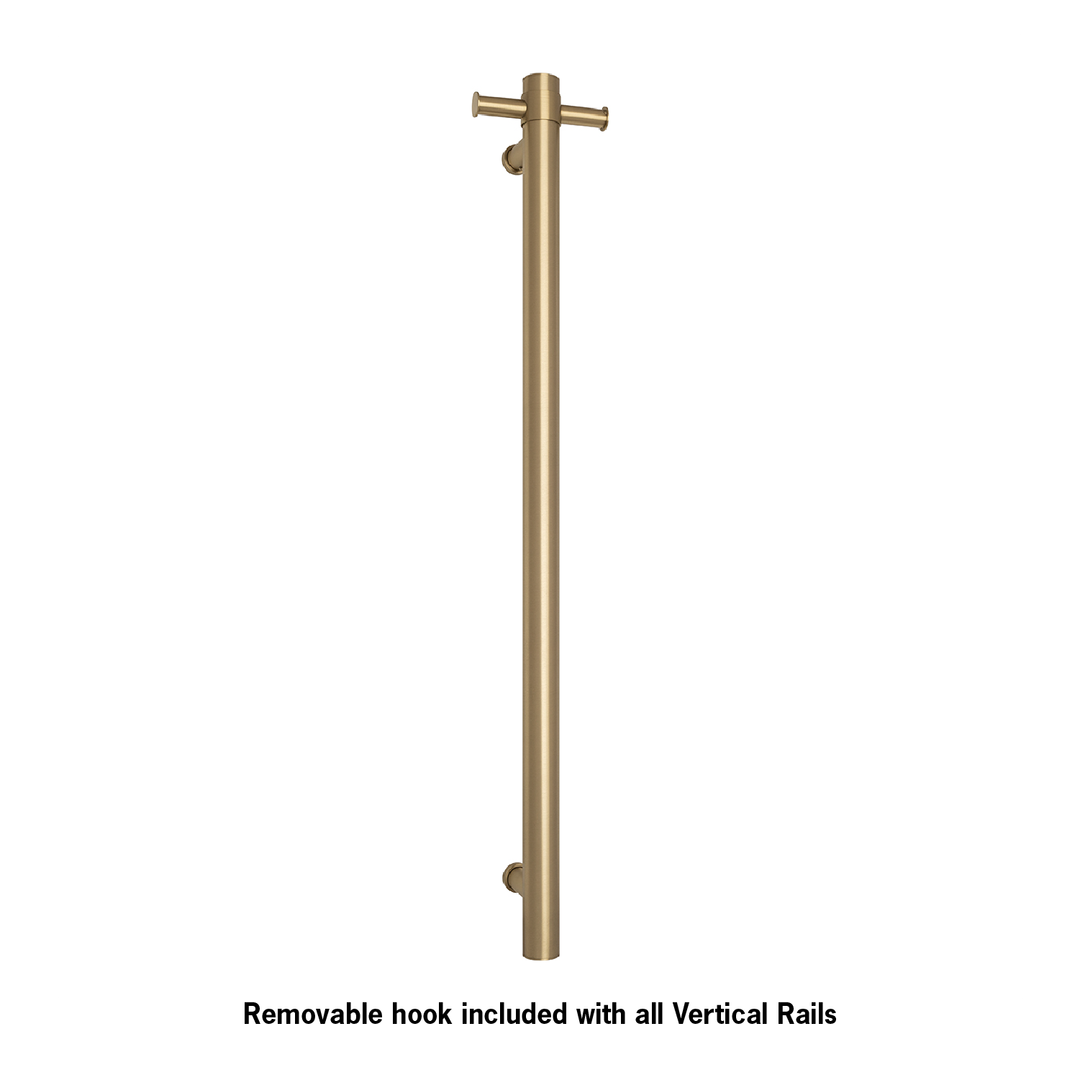 Thermoril Verticle Towel Bar Straight/Round With Hook 900x142x100mm 12V - Brushed Brass (24Watt)