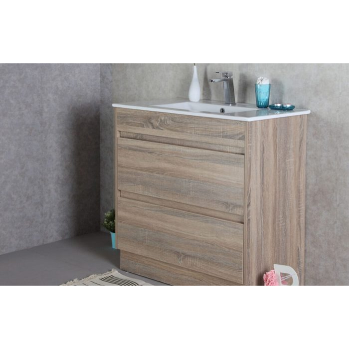 Aulic Leo Finger Pull Cabinet 900 With Pure Stone Top With Undermount Basin