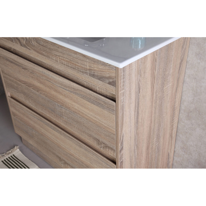 Aulic Leo Finger Pull Cabinet 900 With Pure Stone Top With Undermount Basin