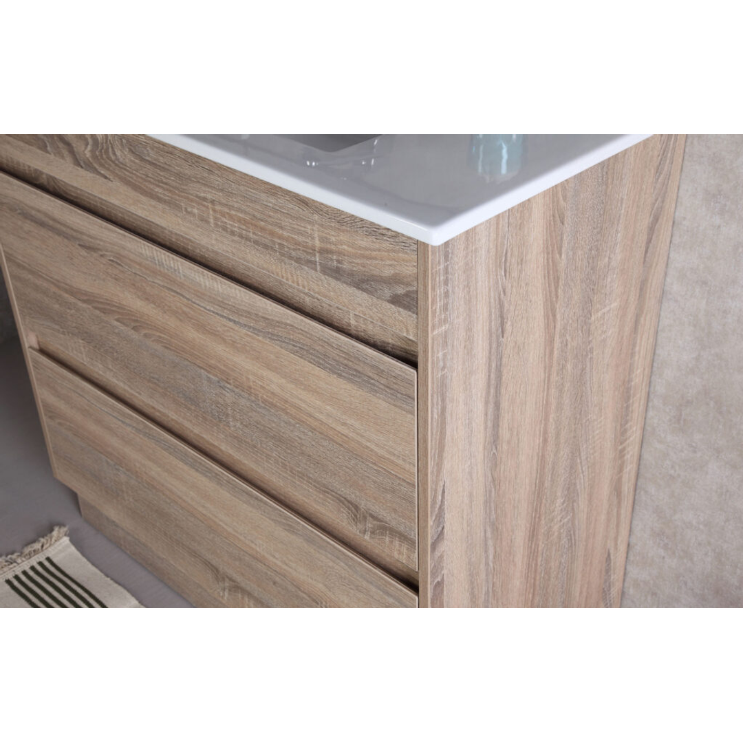 Aulic Leo 600mm Freestanding Vanity - Cato Flat Stone Top