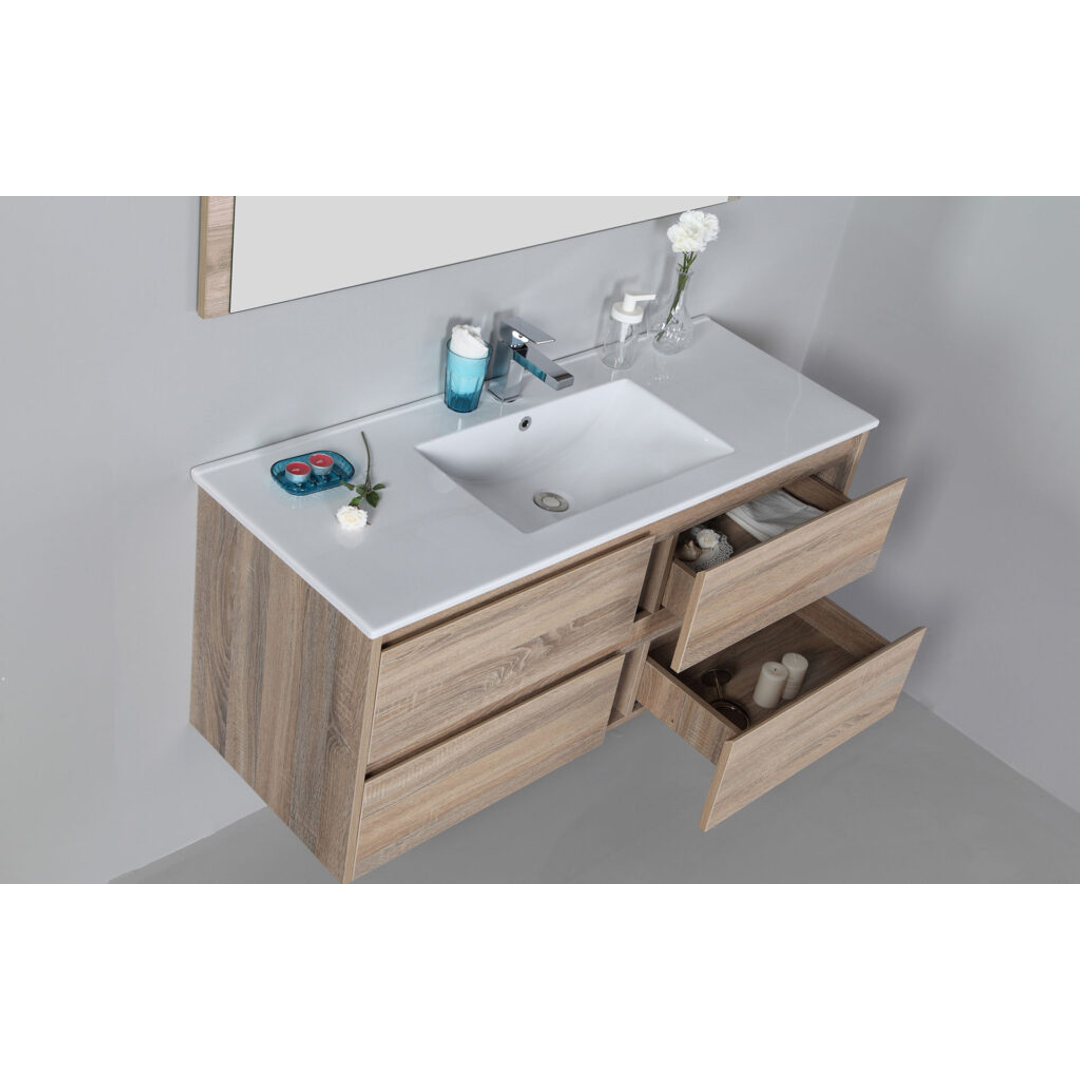 Aulic Leo 900mm Wall-Hung Vanity - Undermount Basin with Snow Stone Top