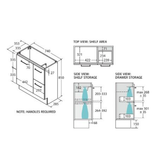 Fienza Carmen 750 Ensuite Floor Standing Vanity 1D/2Dr Cabinet Only