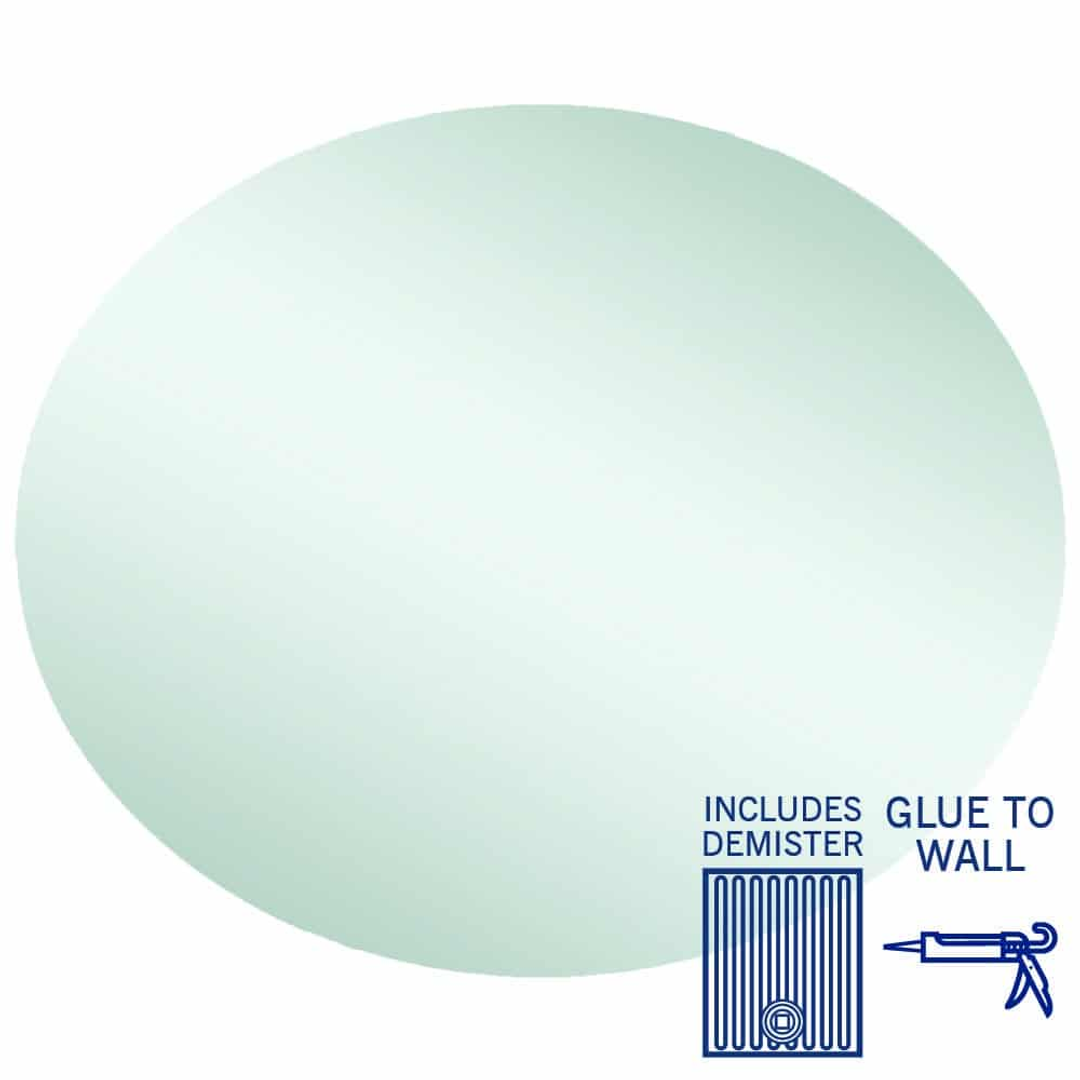 Thermogroup Cody Polished Edge Oval Mirror 900x750mm - Glue to Wall and Demister