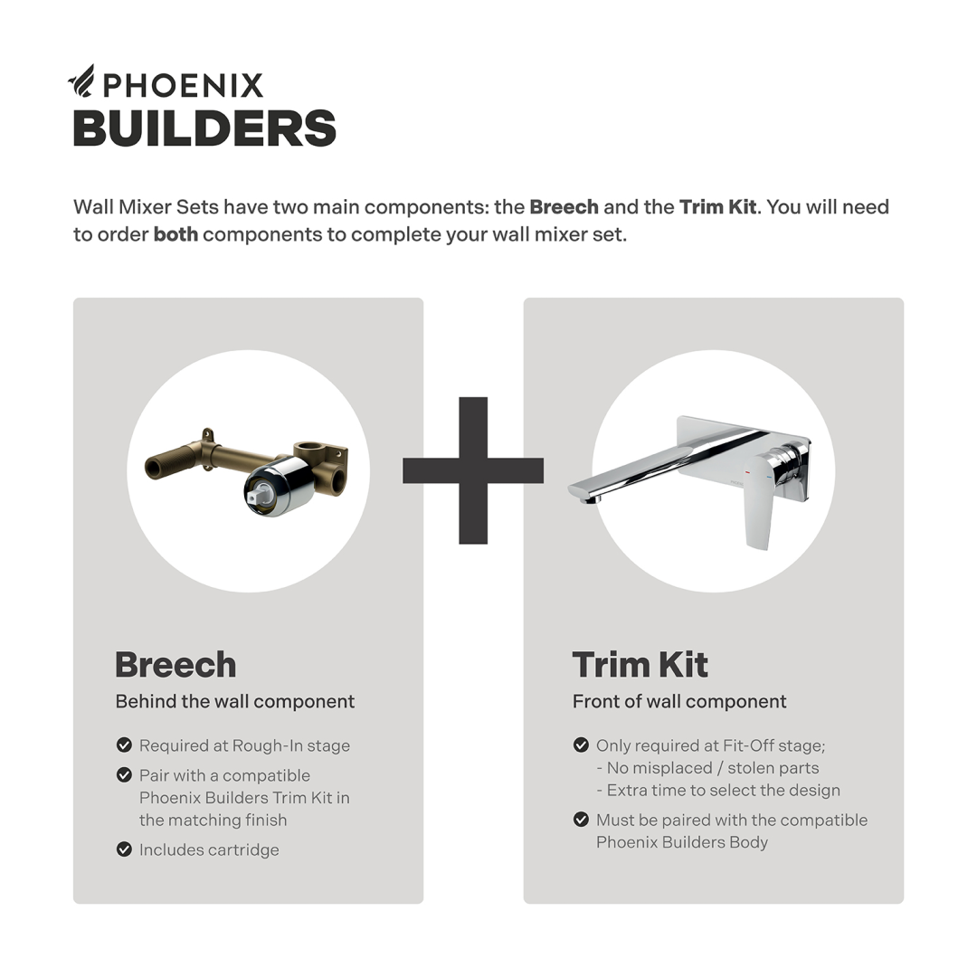 Builders Wall Phoenix Mixer Set Breech Only - Matte Black