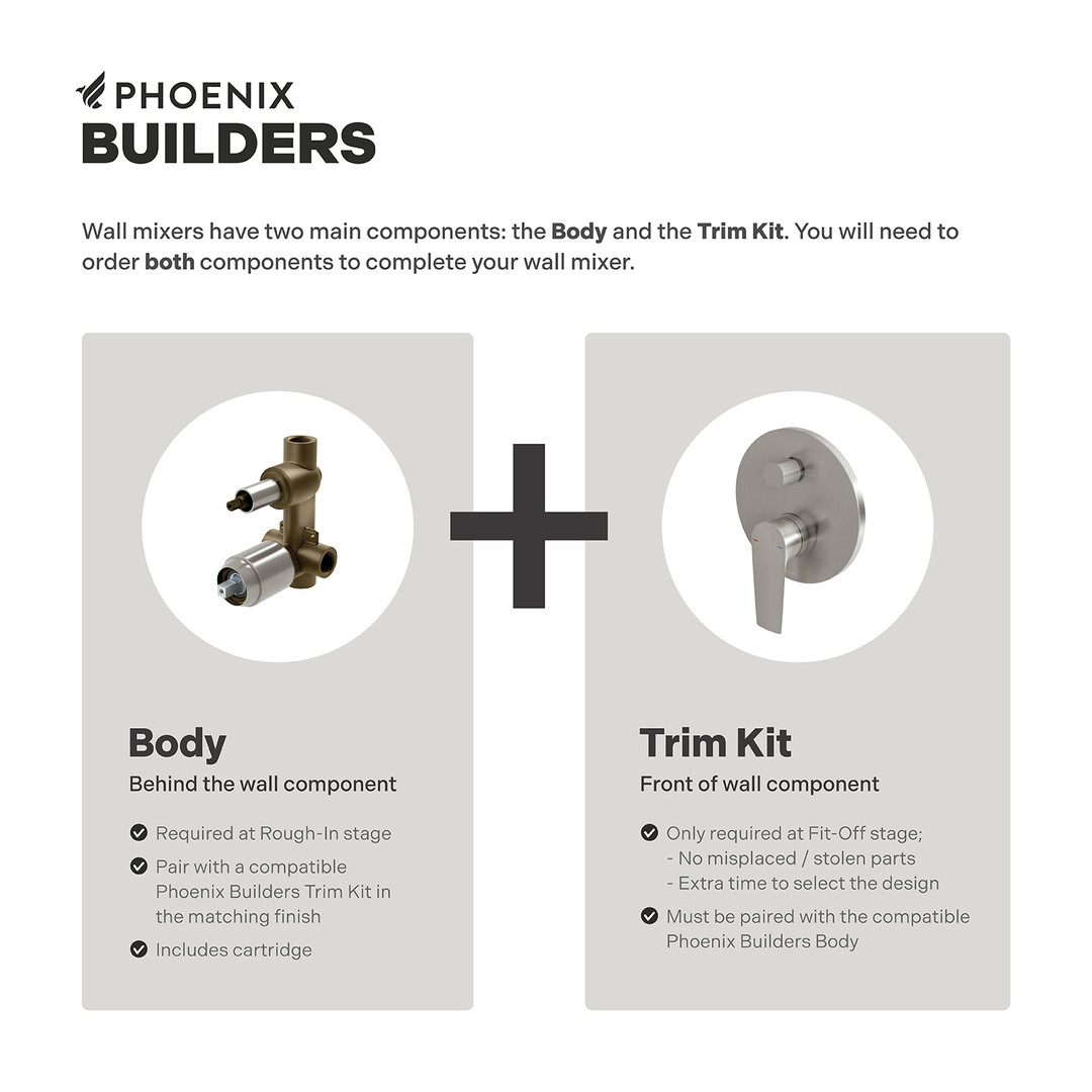 Phoenix Teva Shower / Bath Diverter Mixer Trim Kit Only - Brushed Nickel