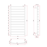 Thermorail Curved/Round 700x1400x150mm 153Watts 12 Bars