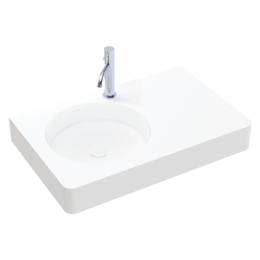 Fienza Encanto 700 Wall Hung Basin - Left Hand Bowl 1 Tap Hole