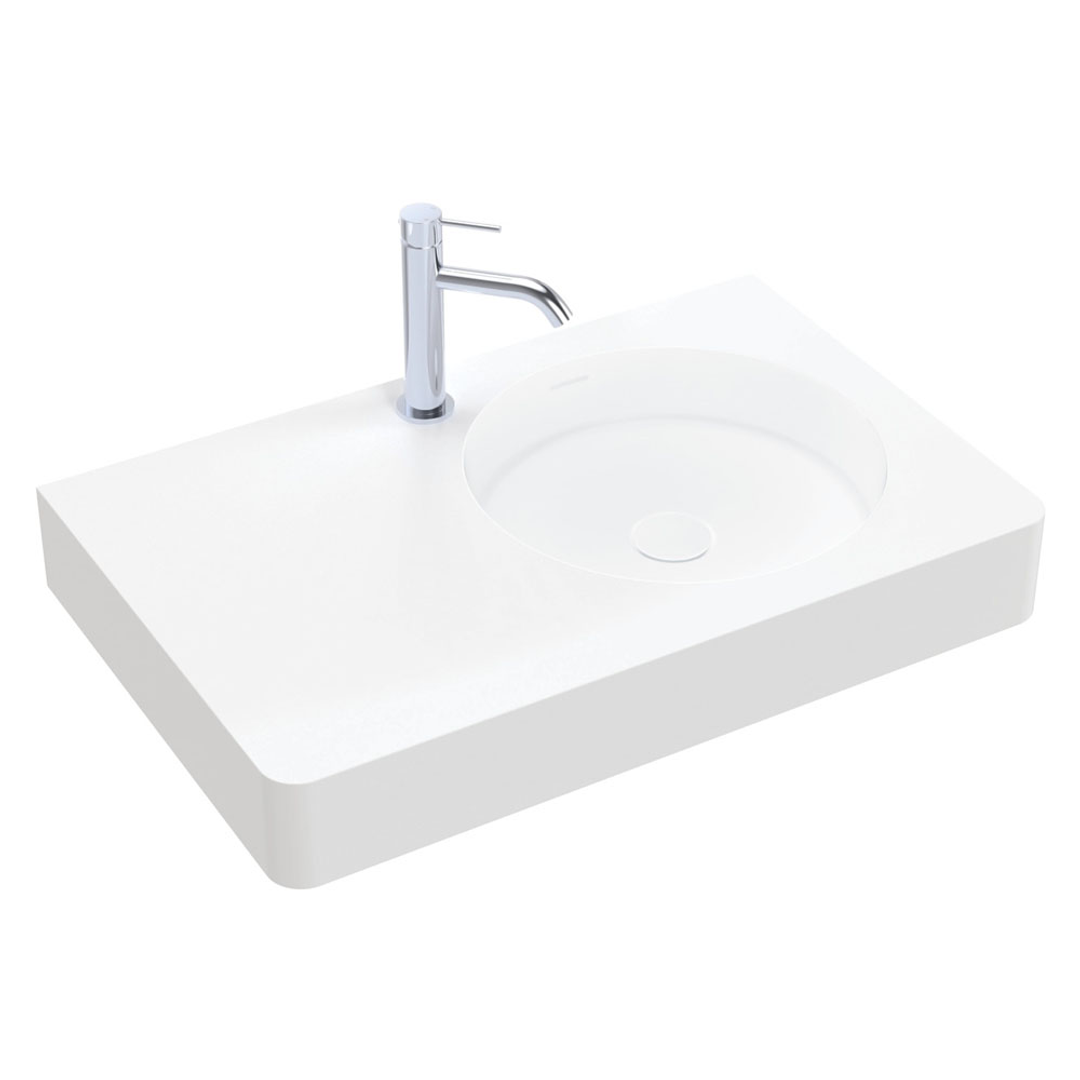 Fienza Encanto 700 Wall Hung Basin - Right Hand Bowl 1 Tap Hole