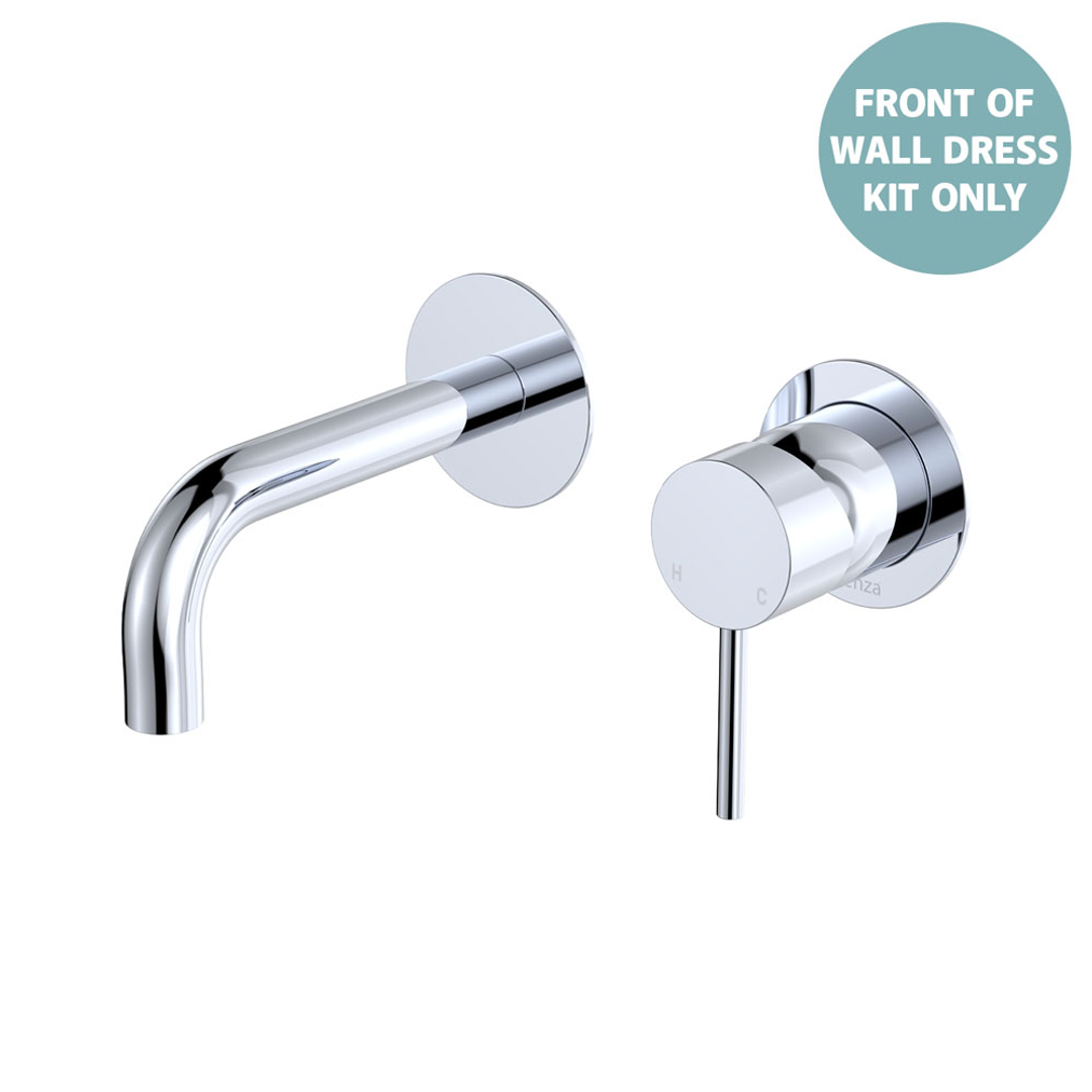 Fienza Kaya Basin/Bath Wall Mixer 130Mm Outlet Set Dress Kit Round Plates Sus304 Lf - Chrome