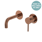 Fienza Kaya Basin/Bath Wall Mixer 130Mm Outlet Set Dress Kit Round Plate Sus304 Lf - Brushed Copper