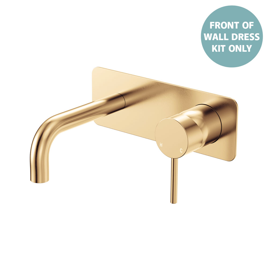 Fienza Kaya Basin/Bath Wall Mixer 130Mm Outlet Set Dress Kit Rectangular Plt Lf - Urban Brass