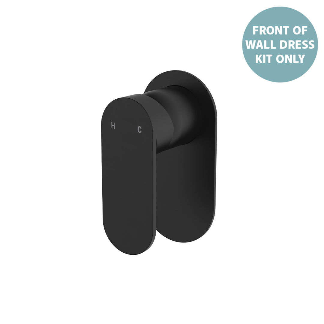 Fienza Empire Slim Wall Mixer Oval Plate Dress Kit - Matte Black Lf