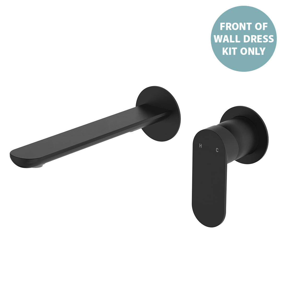 Fienza Empire Slim Basin/Bath Wall Mixer Set Round Plates 200mm Dress Kit - Matte Black Lf