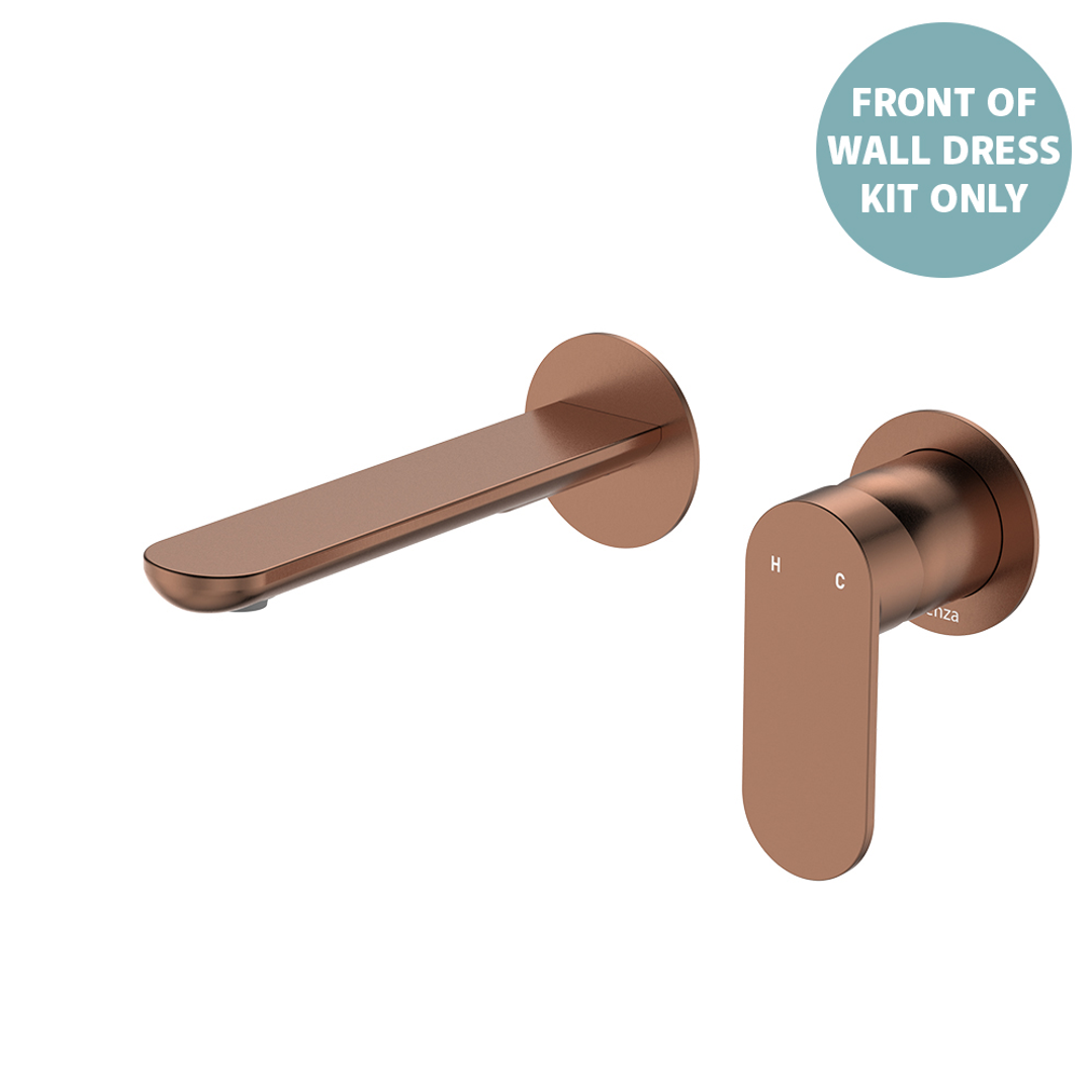 Fienza Empire Slim Basin/Bath Wall Mixer Set Round Plates 160mm Dress Kit - Brushed Copper Lf