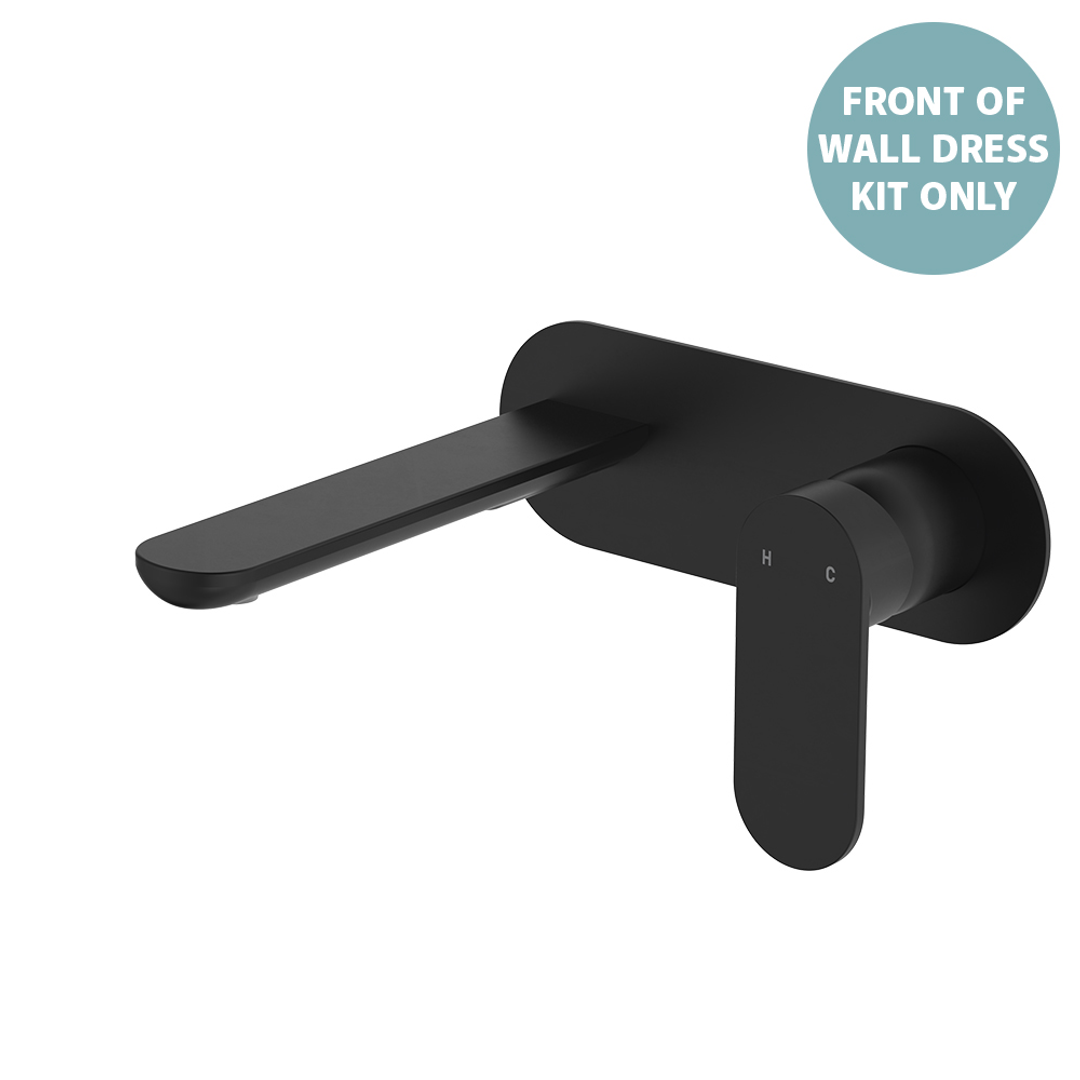 Fienza Empire Slim Basin/Bath Wall Mixer Set Oval Plate 160mm Dress Kit - Matte Black Lf