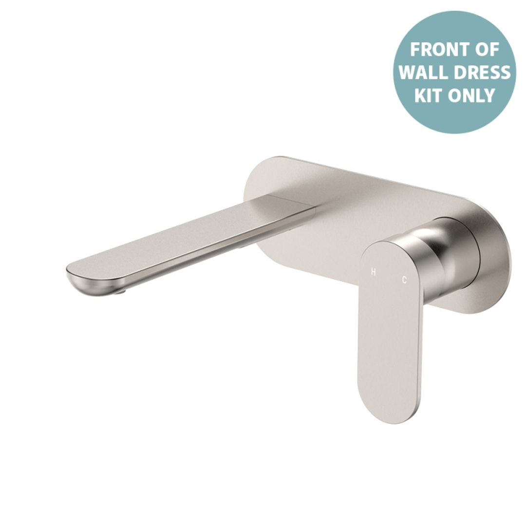 Fienza Empire Slim Basin/Bath Wall Mixer Set Oval Plate 160mm Dress Kit - Brushed Nickel Lf
