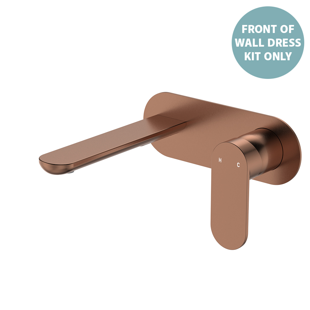 Fienza Empire Slim Basin/Bath Wall Mixer Set Oval Plate 160mm Dress Kit - Brushed Copper Lf