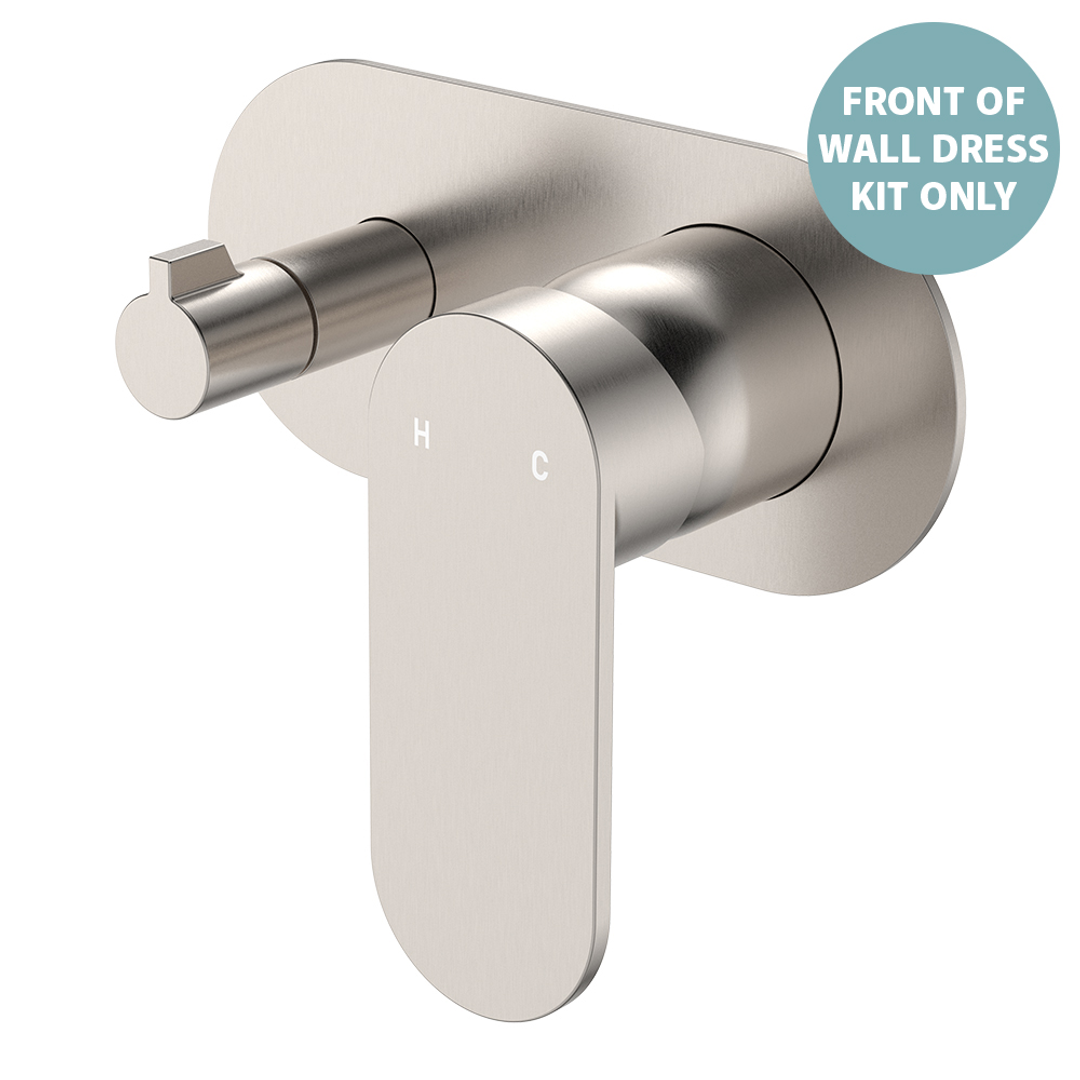 Fienza Empire Slim Wall Div Mixer Lg Oval Plate Horizontal Dress Kit - Brushed Nickel Lf