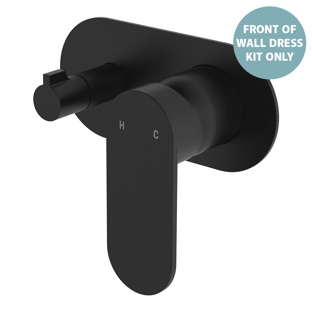 Fienza Empire Slim Wall Diverter Mixer Lg Oval Plate Horizontal Dress Kit - Matte Black Lf