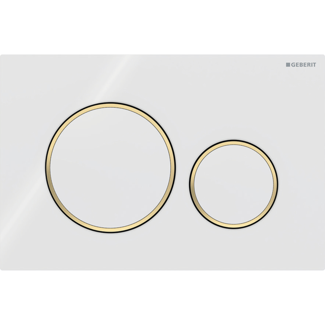 Aspire Urban II Wf Inwall Suite Round - White & Gold Button Cistern Seat & Pan
