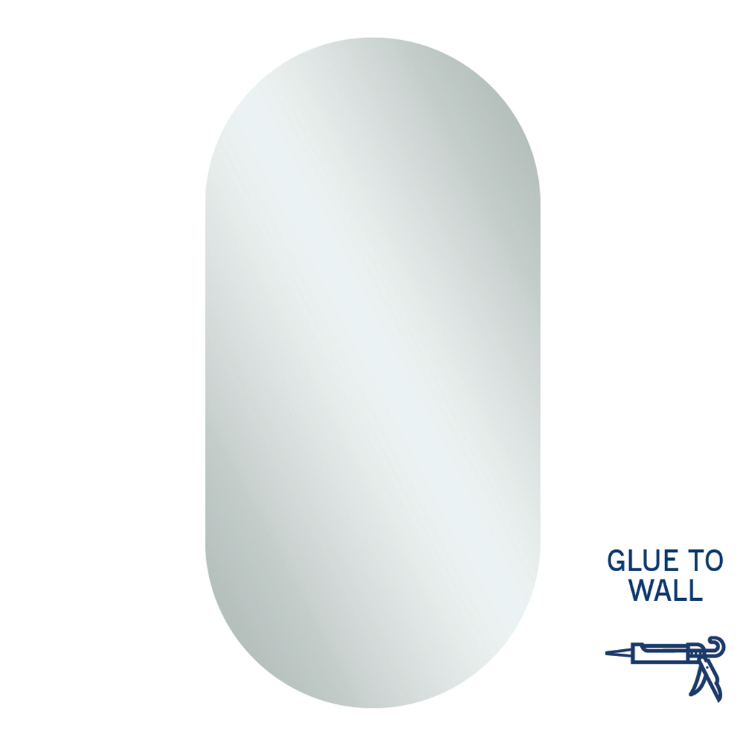 Thermogroup Duke Polished Edge Pill Mirror 500x1000mm - Glue to Wall