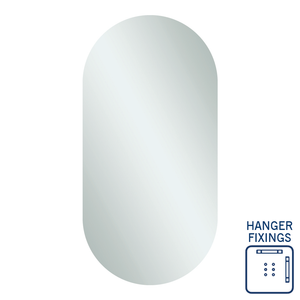 Thermogroup Pill Shape Polished Edge Mirror 500x1000x14mm - With Hangers