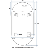 Thermogroup Pill Shape Polished Edge Mirror 500x1000x14mm - Hangers and Demister