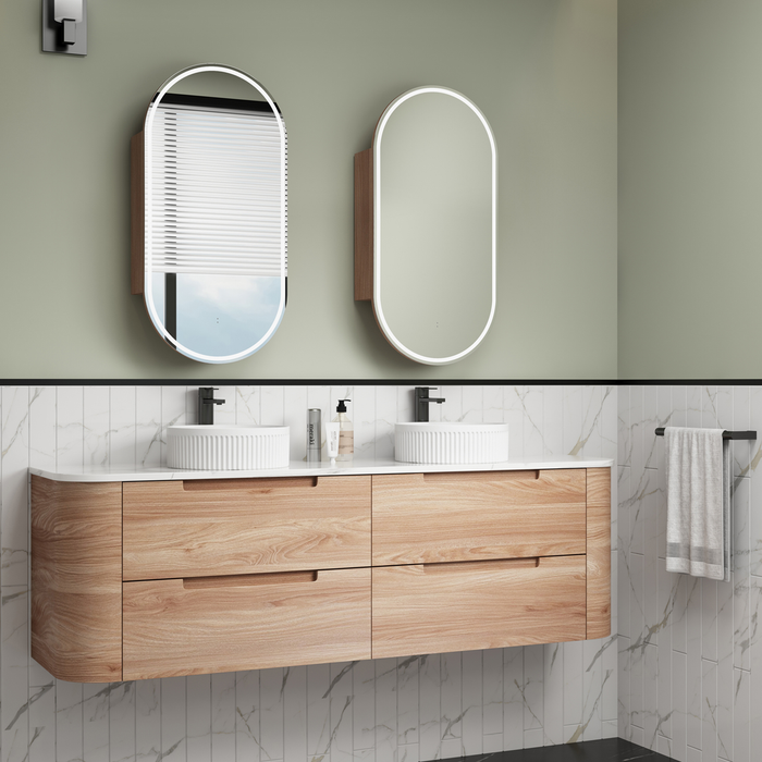 Aulic Briony 1800mm Wall-Hung Double Vanity - Pure Flat Stone Top