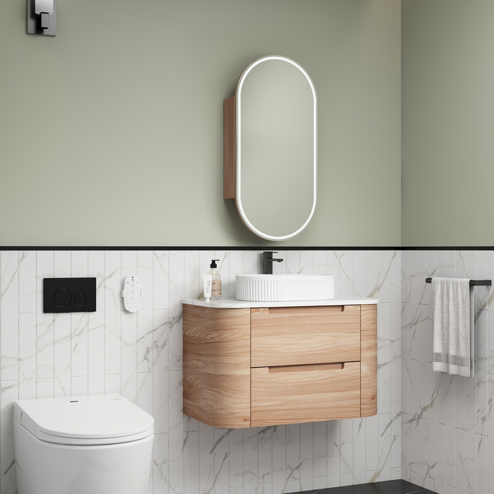 Aulic Briony 900mm Wall-Hung Vanity - Cato Flat Stone Top