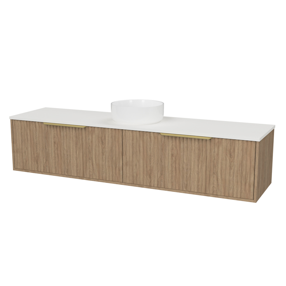 Timberline Elwood Vanity 1800mm Centre Wg Basin Silksurface Ac Top Wall Hung