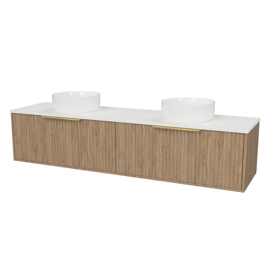 Timberline Elwood Vanity 1800mm Double Wg Basins Silksurface Ac Top Wall Hung