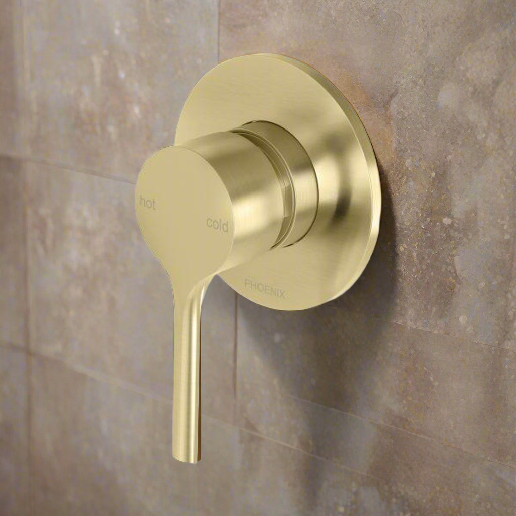 Vivid Slimline Oval Shower/Wall Phoenix Mixer - Brushed Gold