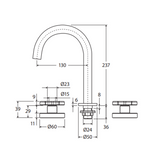 Kaya Round Hob Set Cross Taps Urban Brass