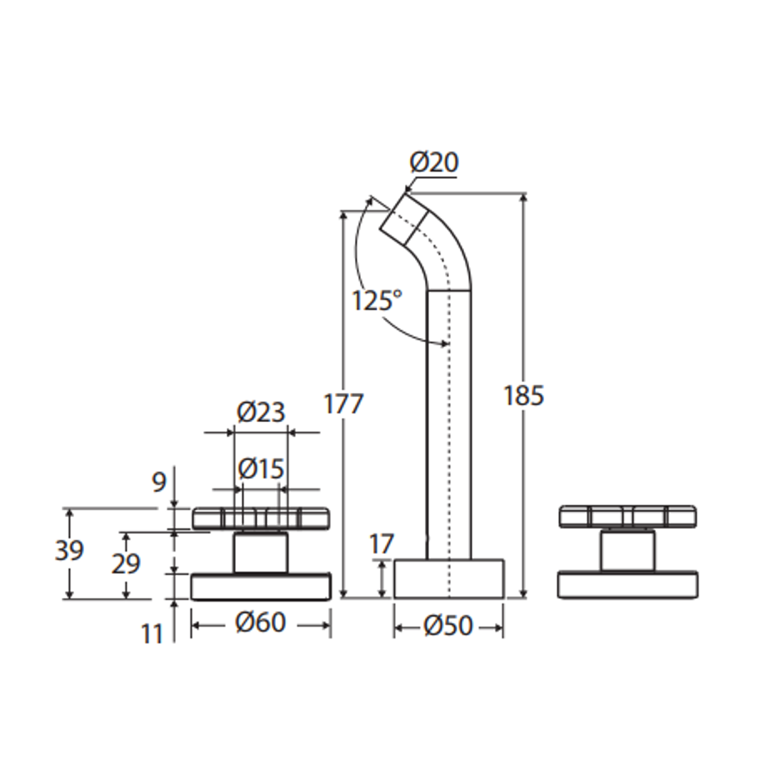 Kaya Wall Set Cross Taps 180mm Chrome