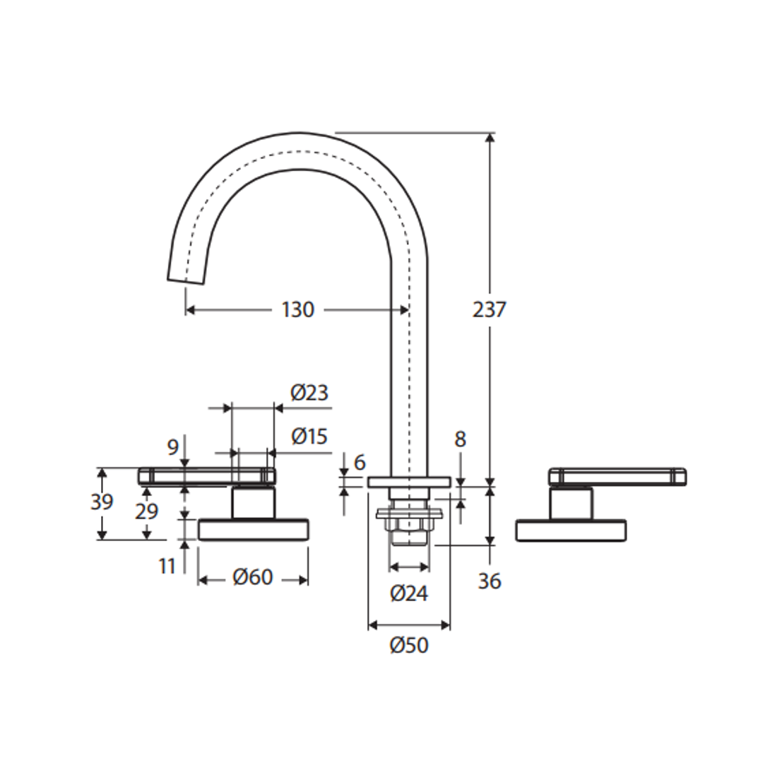 Kaya Round Hob Set Lever Taps Brushed Copper