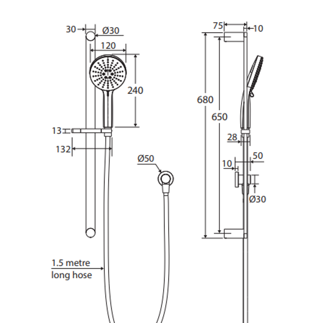 Empire Slim Rail Fienza Shower Brushed Nickel