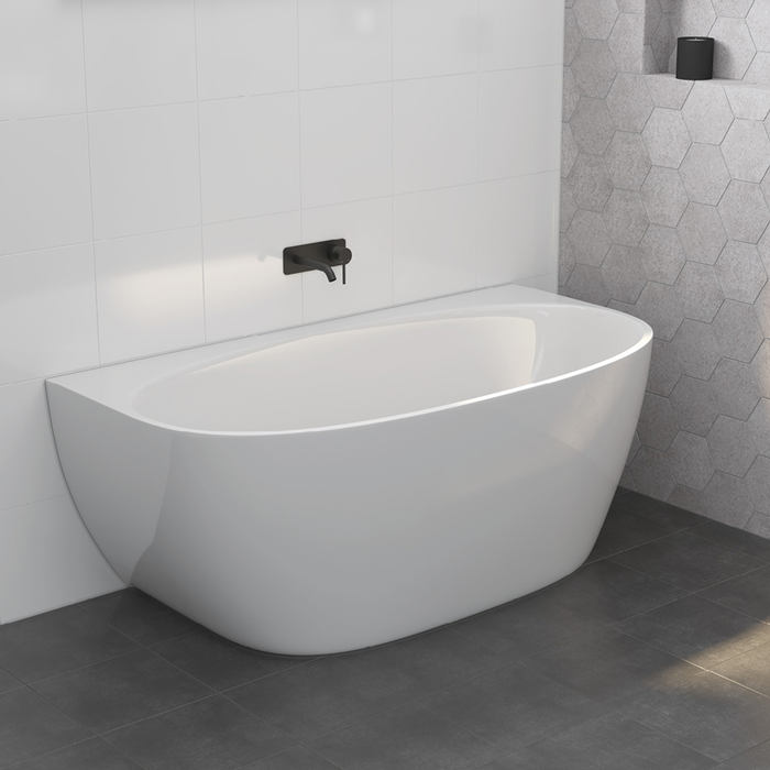 Fienza Keeto 1500mm Back-To-Wall Acrylic Bath - Gloss White