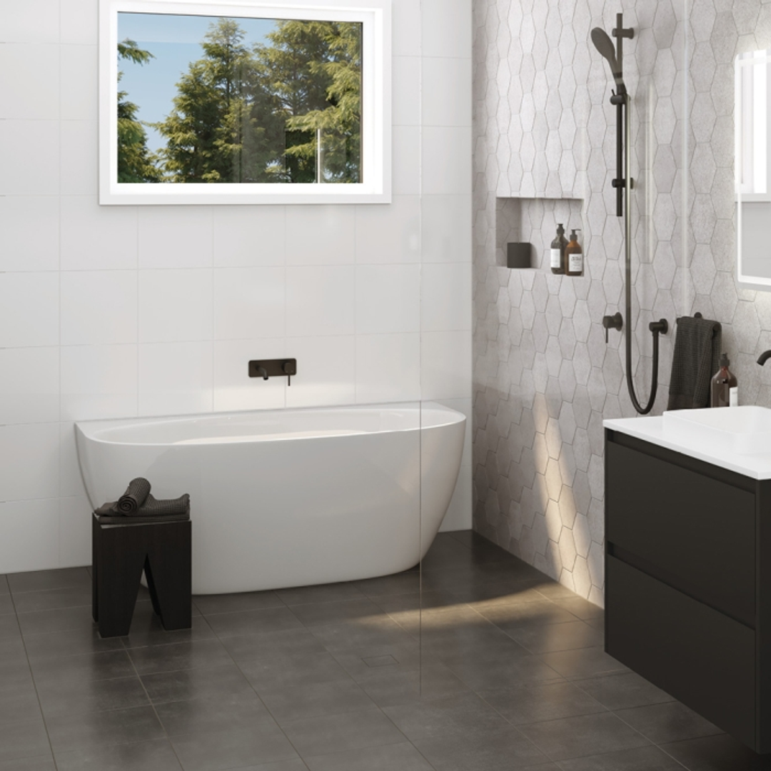 Fienza Keeto Back-To-Wall Acrylic Bath Gloss White - 1700mm