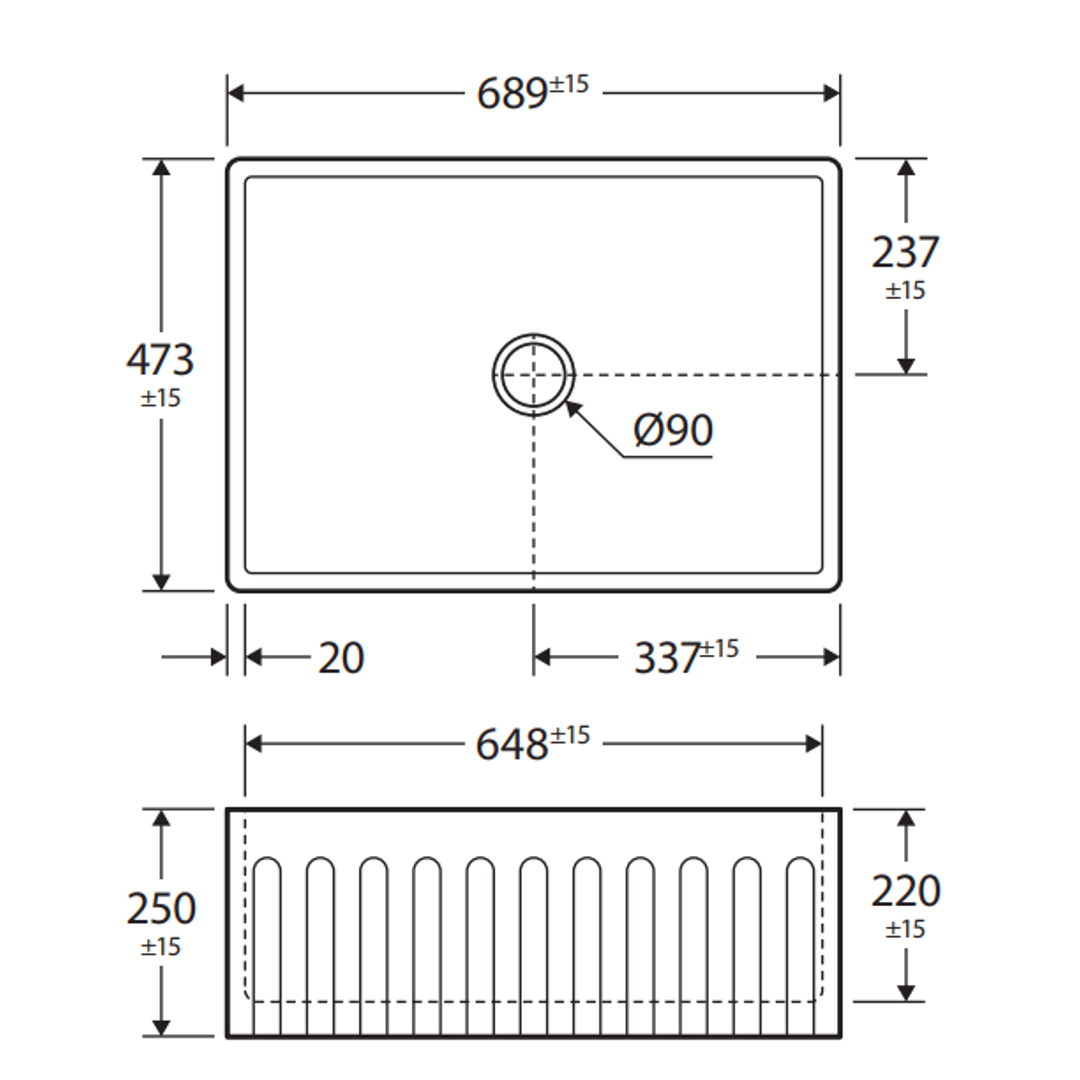 Charlton Single Butler Sink, Small