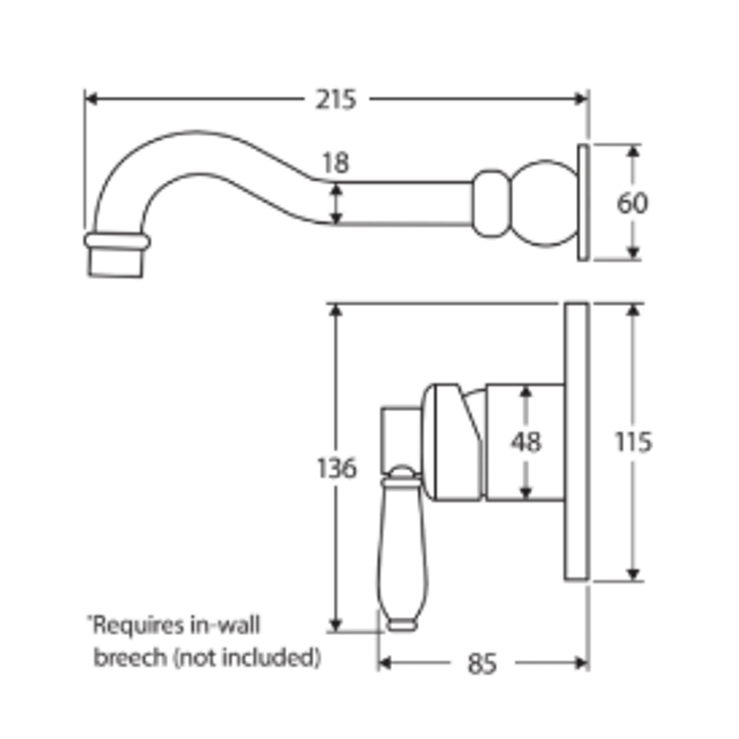 Eleanor Wall Basin/Bath Fienza Mixer Set - Brushed Nickel