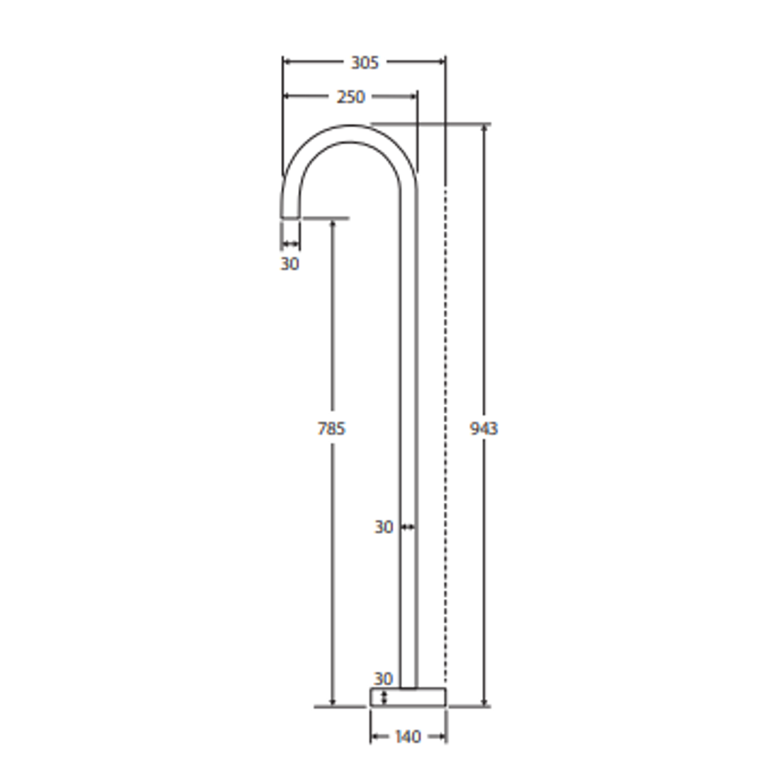 Gooseneck Floor Mounted Fienza Bath Outlet Kaya - Chrome