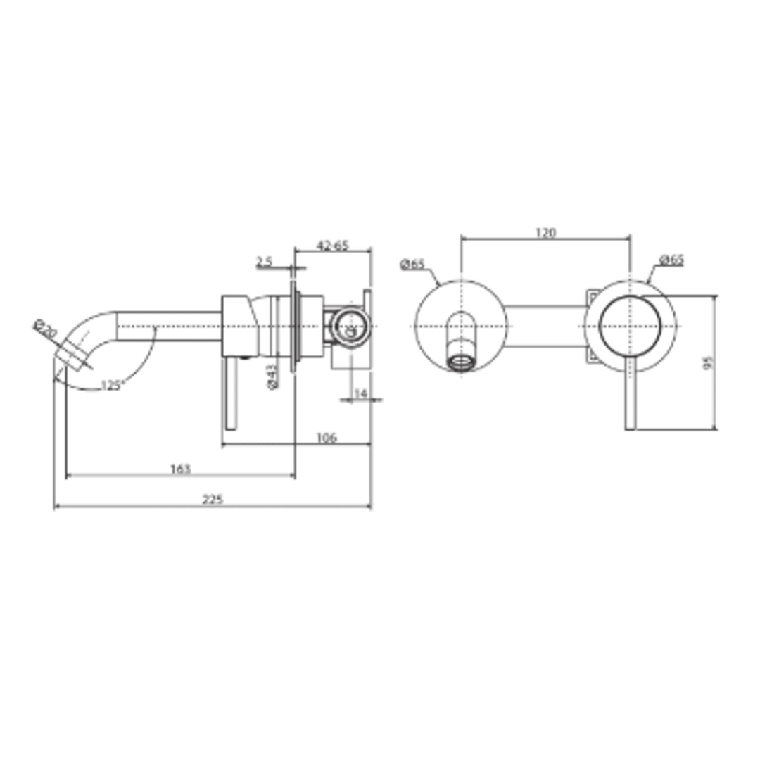 Kaya Basin/Bath Wall Fienza Mixer Set Round Plates 160mm Outlet - Brushed Nickel/Brushed Nickel