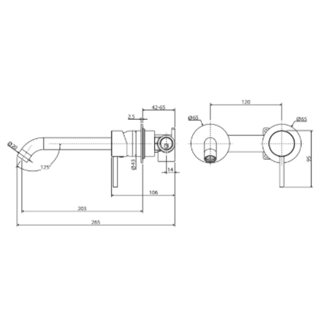 Kaya Basin/Bath Wall Fienza Mixer Set Round Plates 200mm Outlet - Matte White